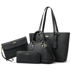 BAGSURE 4PCS Women’s Handbag Set – Tote, Shoulder Bag, Crossbody Bag & Wallet, Stylish PU Leather Purses for Ladies and Girls, Perfect Gift For Women's Day Shopping