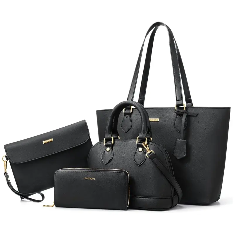 BAGSURE 4PCS Women’s Handbag Set – Tote, Shoulder Bag, Crossbody Bag & Wallet, Stylish PU Leather Purses for Ladies and Girls, Perfect Gift For Mother's Day #Summervibes outdoorfun, Mothers Day Gift Ideas, Gifts For Women