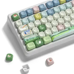 Womier MOA Profile PBT Keycaps,Cute Style Keycap Set,Dye-Sublimation Rainbow Theme for Most 60% 65% 75% 80% 100% US Layout Cherry MX Switches Mechanical Keyboard