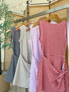 Gingham Front Tie Athletic Dress