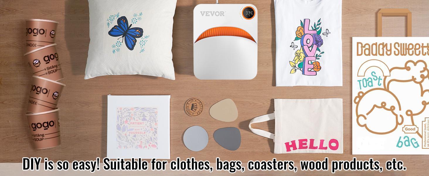 VEVOR Heat Press Machine, TikTokShopBlackFriday, 10x12inches Portable Shirt Printing Multifunctional Sublimation Transfer Heat Press Machine Teflon Coated, Easy Iron-on Press for T-shirts/Bags/HTV/Pillows Vinyl Projects