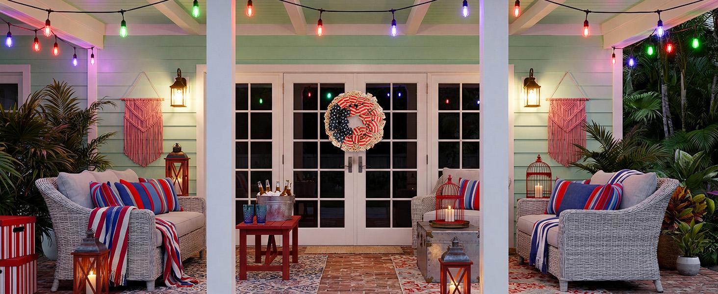 24Inch 4th of July Wreath  Patriotic Burlap, Stars & Stripes, USA 250th Anniversary  Memorial Day Flag Decor for Front Door Outdoor