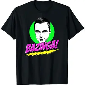 The Big Bang Theory Neon Sheldon Bazinga T-Shirt Shortsleeve Casual Cotton Fabric Fashion Graphic Tee for Men and Women