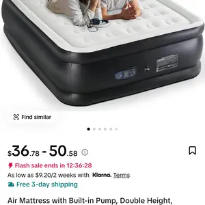 Air Mattress with Built-in Pump, Double Height, Adjustable, Non-Slip Bottom Design, Portable for Home or Camping