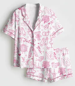 Future Mrs Set Pajamas, Pink Gonna Get Married Bachelorette Bride Wedding Art Short Sleeve Pajama, Pajama Set Nightwear Women Gift, Bridal Party Outfit, Bachelorette Bride Set, Pajama Sleepwear for Adults & Youths, Nighwear Set for Her (No pocket)