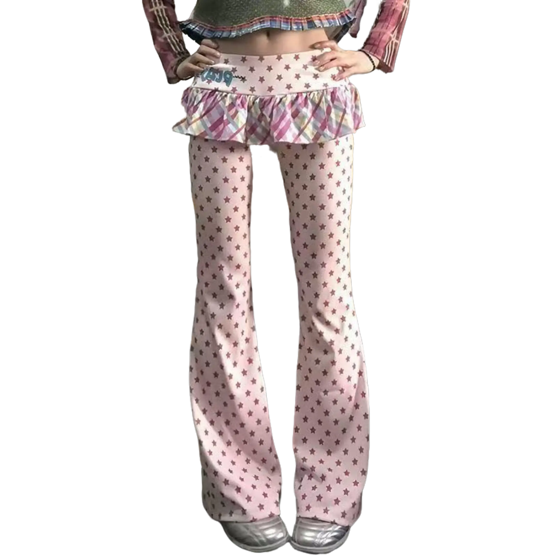 TOP New SPRING Autumn Star Polka Dot Y2K Pants for Women INS Sweet Fashion Skirt Splice Long Trousers
