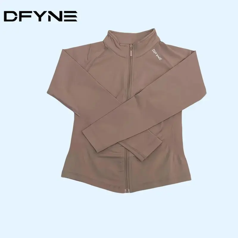 DFYNE Women’s Zip Up Workout Jacket, Slim Fit Long Sleeve Full Zip Top, High Stretch Breathable Activewear for Gym Yoga Running