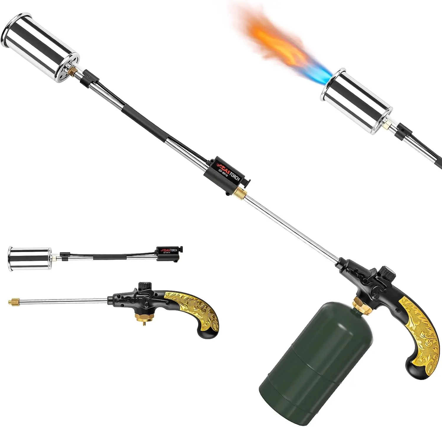 Propane Weed Burner, thrower with Detachable Handle, Blow for Weeds and Snow Melting(Fuel Cylinder Not Included)
