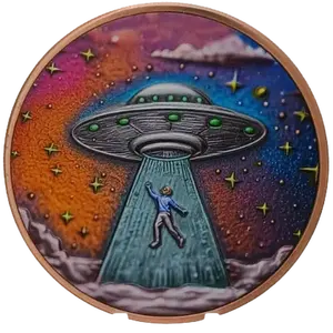 5 oz Copper Beam Me Up Alien UFO with Acrylic Case
