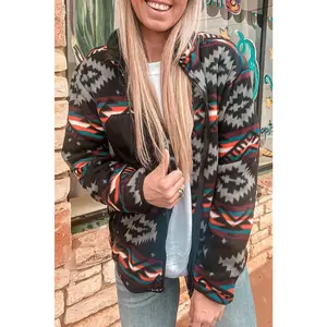 Aztec Printed Zip Up Collar Jacket
