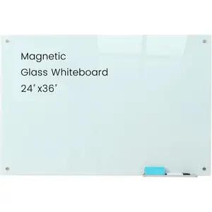 Glass  White Board - 36 x24 Inches Frameless Dry Erase Glass Whiteboard for Wall, Writing Board for Office, Classroom,  and Presentation