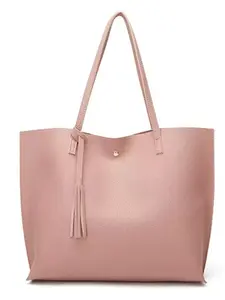 Women's Casual Large Capacity Lightweight Tote Bag, Simple Solid Color Fringe Shoulder Bag, Fashionable Mom Work Bag for Daily Commute or Travel