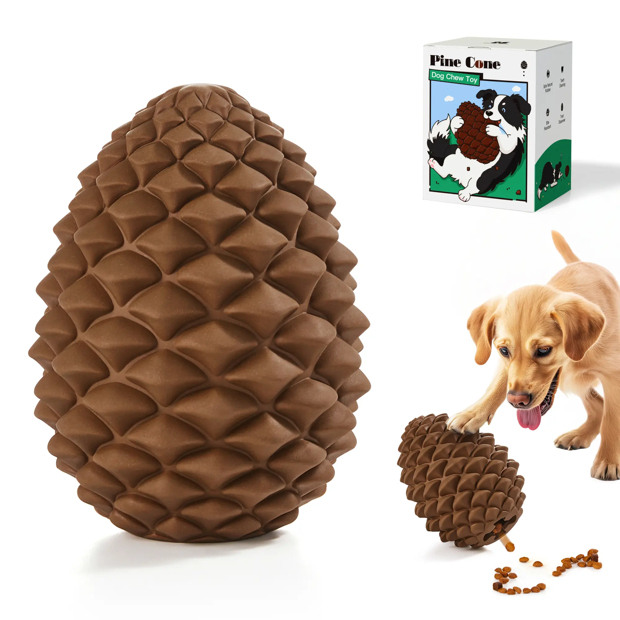 Potaroma Indestructible Dog Chew Toy for Aggressive Chewers – Pinecone-Shaped Treat Dispensing Dog Toy, Tough Natural Rubber for Medium & Large Breeds, Teeth Cleaning Durable 4.5 Inches #SummerVibes #petlovers
