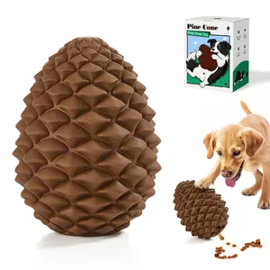 Potaroma Indestructible Dog Chew Toy for Aggressive Chewers – Pinecone-Shaped Treat Dispensing Dog Toy, Tough Natural Rubber for Medium & Large Breeds, Teeth Cleaning Durable 4.5 Inches
