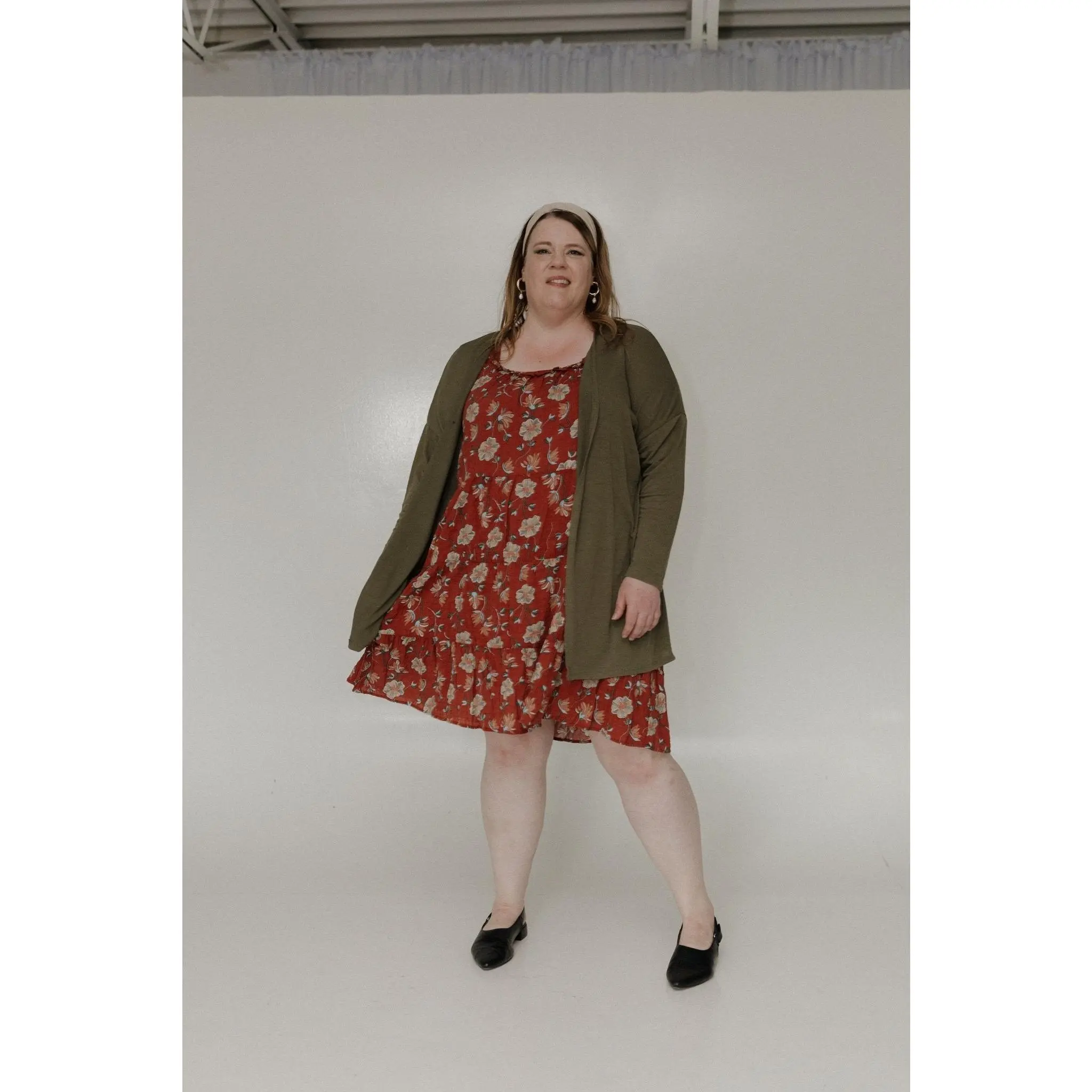 Women's Moss Green Cardigan, Plus Size Draped Open-Front Knitwear with Dolman Long Sleeves, Soft Lightweight Polyester-Rayon Blend, Long Sleeve, Style, Breathable, Tops, Piece, Comfortable, Scoop Neck, Elastane, 2X