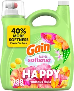 Liquid Fabric Softener (Fabric Conditioner), Happy, 127 fl oz, 188 Loads