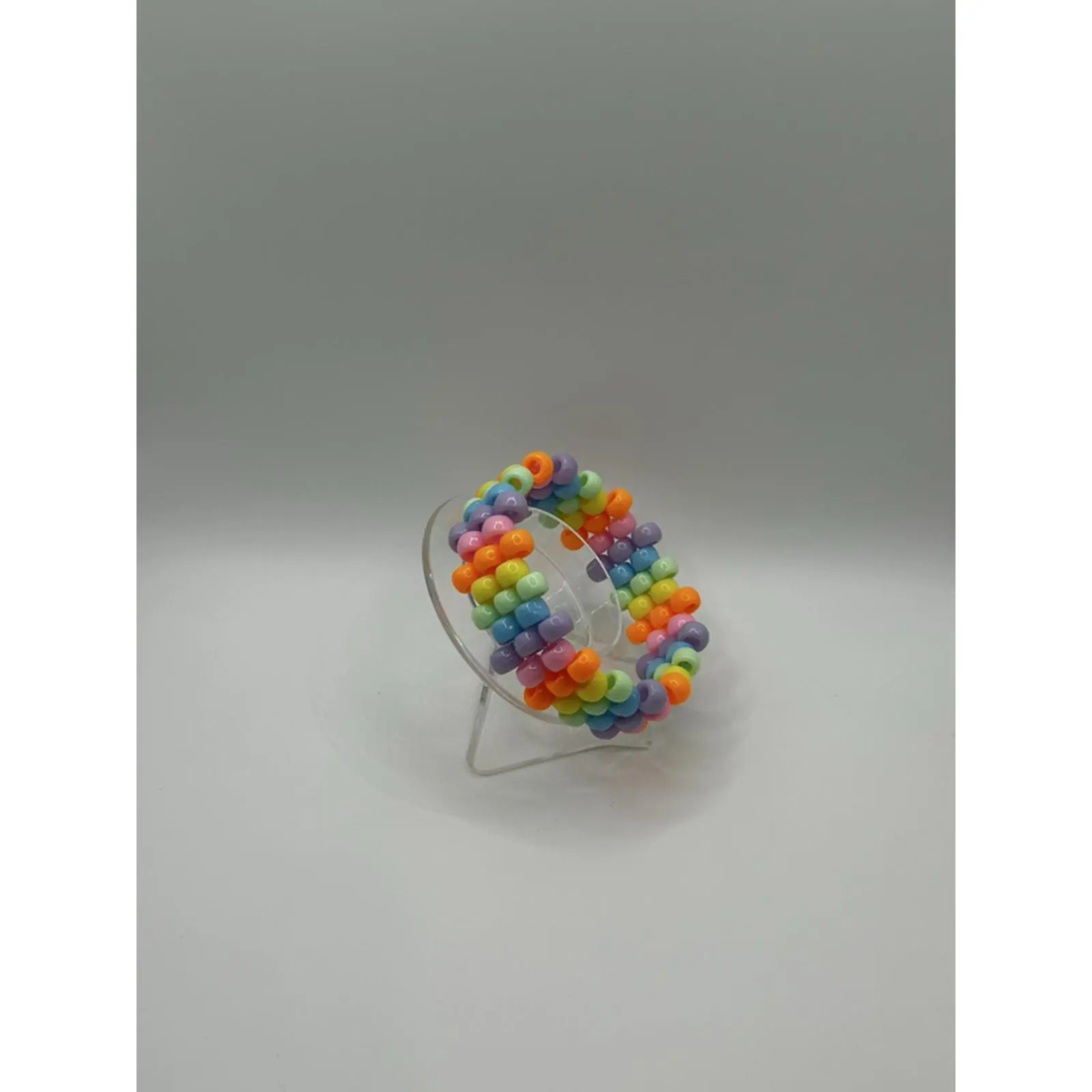 Pastel Rainbow Kandi Cuff - Colorful Beaded Bracelet for Women, Perfect for Everyday Wear, Lightweight and Comfortable