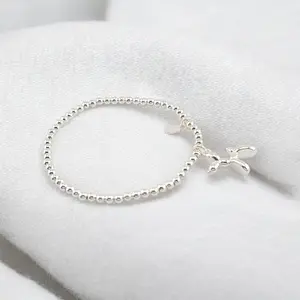 FWJ -925 STERLING SILVER JEWELRY-ELASTIC DOG BALLOON BRACELET