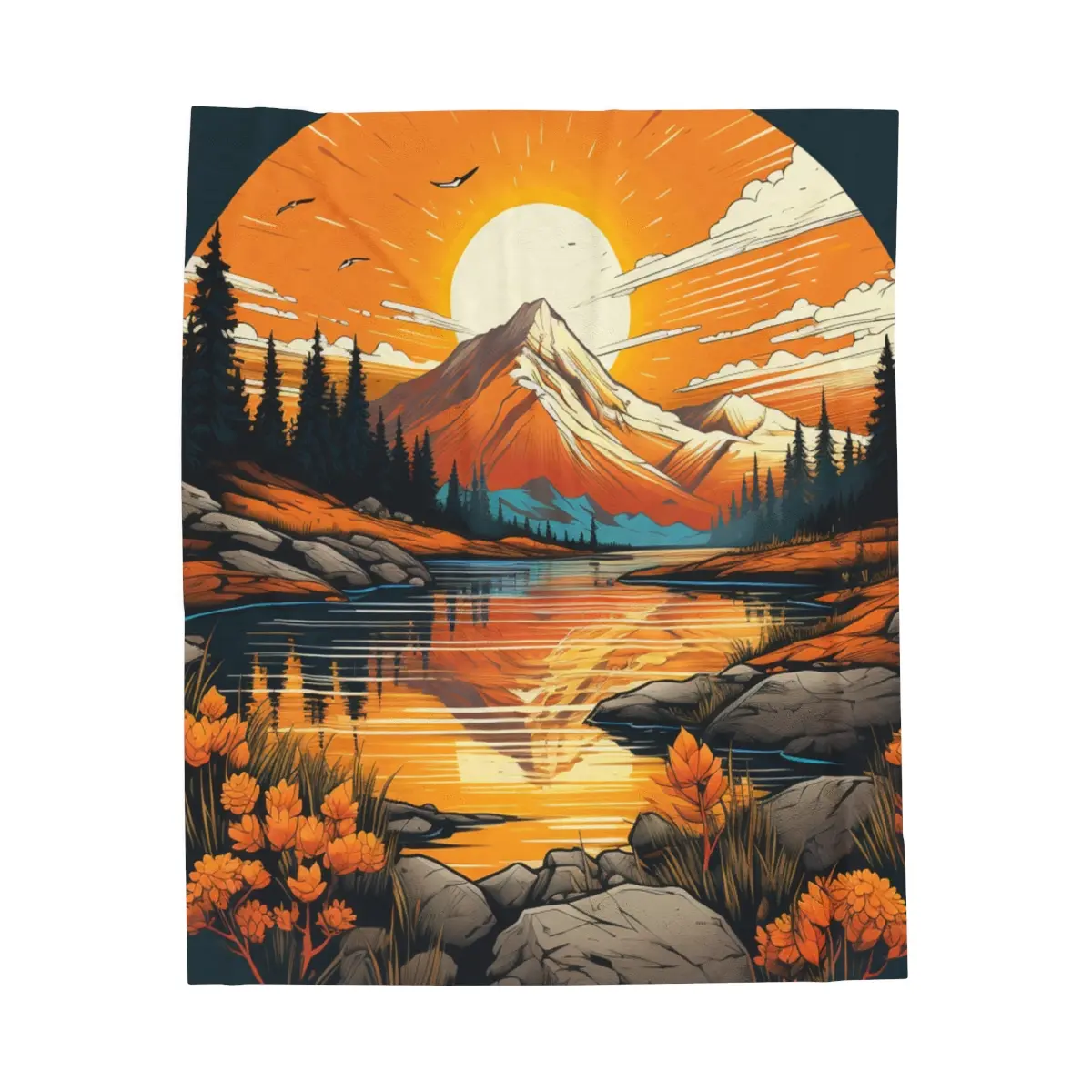 Mountain Sunset Serenity- Plush Blanket