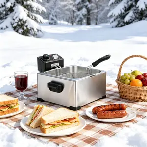 Multifunctional Stainless Steel Desktop Deep Fryer, 1400W Fast Heating & Intelligent Temperature Control, Ideal for Making Fried Chicken, French Fries and Daily Snacks at Home