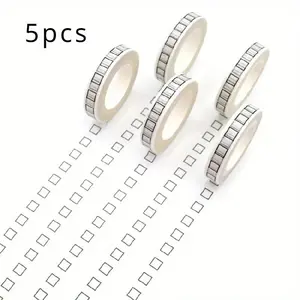 5pcs 8mm*10m/0.31*394in Washi Tape Sticky Masking Tape Office Supply Hand Tear Adhesive Paper Washi Tape Book Adhesive Office Supplies