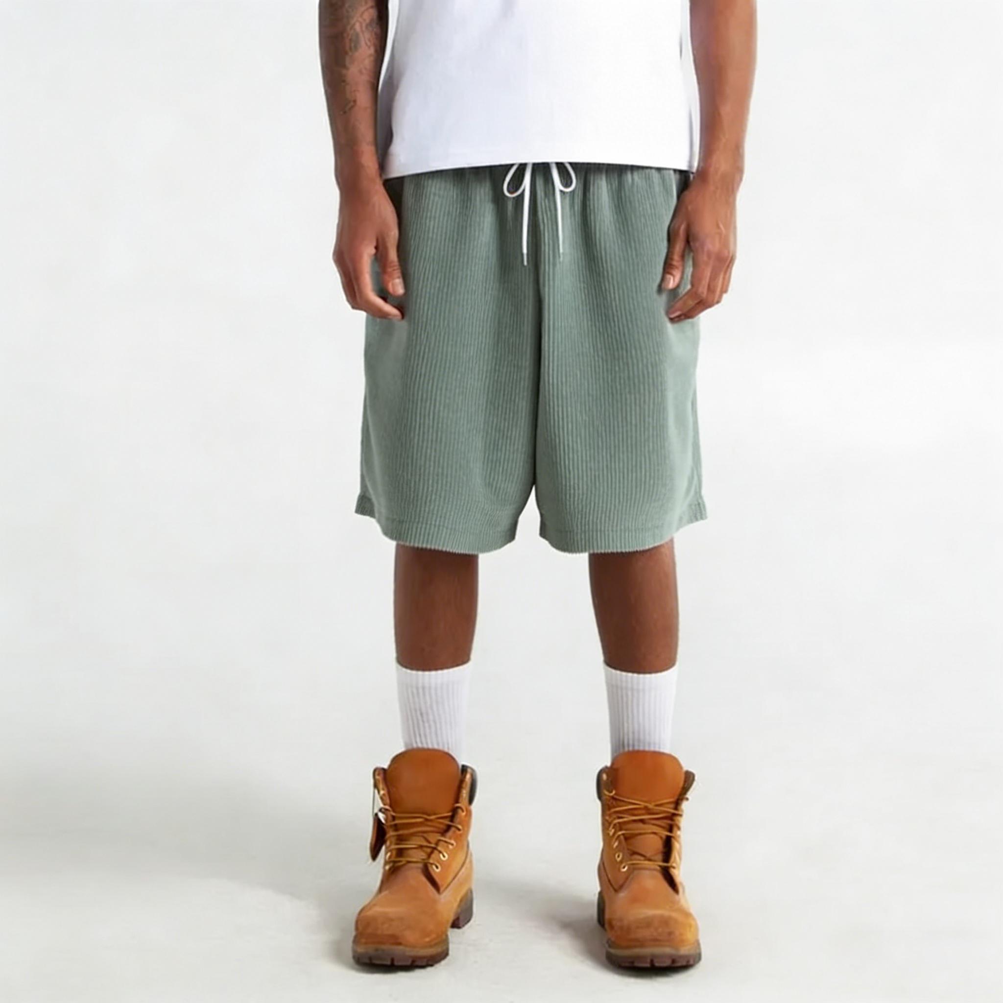 Men's summer corduroy casual shorts, loose straight fit