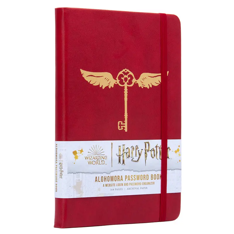 Harry Potter Alohomora Unlocking Charm Password Organizer, Office Stationery Notebook, Home Accessory with Elastic Band, Gold Foil, 468 Website Login Entries, Discreet Design, A-Z Tabbed Pages for Wizard Fans