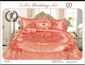 Ayah 5-Piece Wedding Comforter Set – Luxury Coral Floral King Size Bedding Set