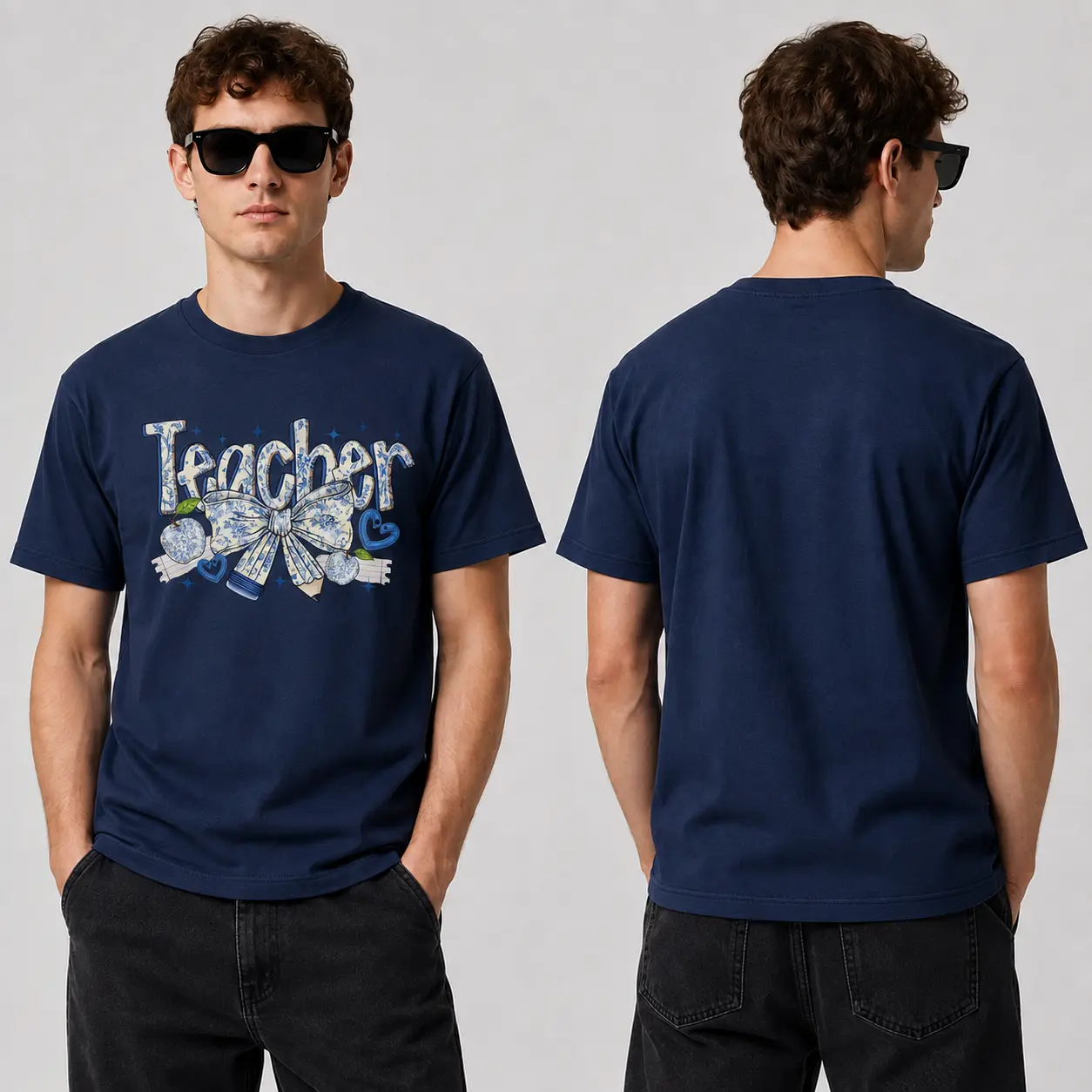 Men's Short-Sleeve Teacher Chinoiserie Shirt,French Toile Teacher Shirt,Back to school,Teacher Shirt,Teacher appreciation,Teacher Shirt