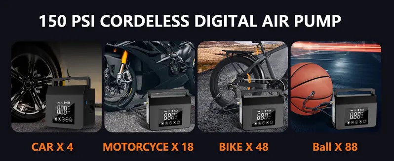 Product Introduction of 【Hieha】Portable Car Jump Starter, 4000A Car Battery Jump Starter with 150PSI Tire Inflator, 12V Car Battery Jump Starter, 15000mAh Power Bank, with LED Light 3