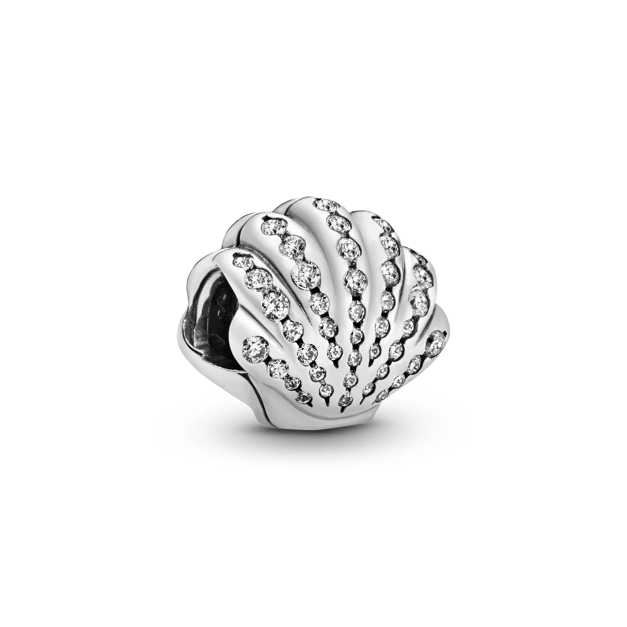 Pandora Disney Ariel's Seashell Charm - Soft Curves, Bejeweled Style, Underwater Theme, Fashion Jewelry Charms & Pendants 791574CZ