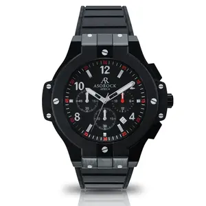 ASOROCK ALL BLACK SPEEDRACER 2.0 with Black Dial, Black Strap, and Red Hands