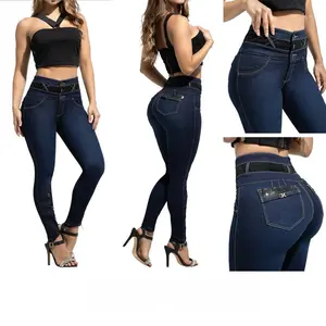 J170-80805-Push Up Colombian Jean Women's Stylish Denim with Push-Up Effect and Belt Detailing
