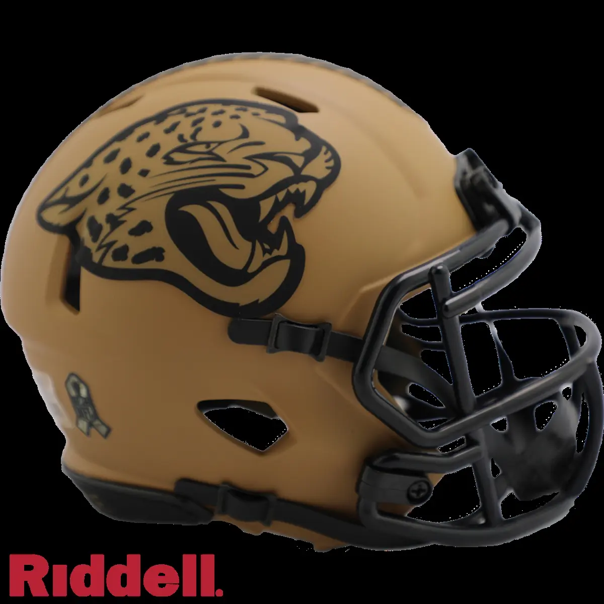 Riddell 2023 Jacksonville Jaguars Mini Speed Style Collectible Helmet - Sports Memorabilia, US Flag, Honors Service Members, Official Salute to Service Ribbon, Chevron Stripes, Stencil City Name