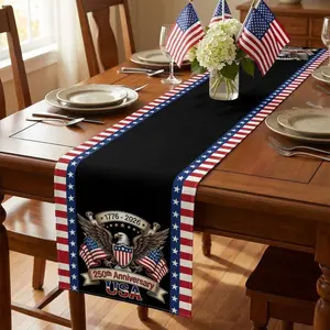 250th Anniversary USA Table Runner – 1776–2026 American Flag Patriotic Decor Independence Day Party Dining Table Decoration