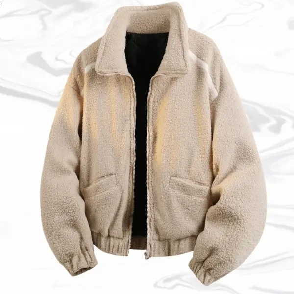 Men's Soft Polyester Corduroy Coats with a Wind-Resistant Stand Collar, Warmth Boost, and Easy Zipper Closure, Casual, Long Sleeve, Mock Neck, Tops, Menswear, Jacket, Plain, Lightweight Quilted, Medium Length, Zip Closure, Fitted Cut