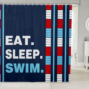 Swimmer Shower Curtain,Water Sports Theme Bath Curtain,Bathroom Shower Curtain Set,Swim Lover Bathroom Accessories 72"Wx72"L Washable