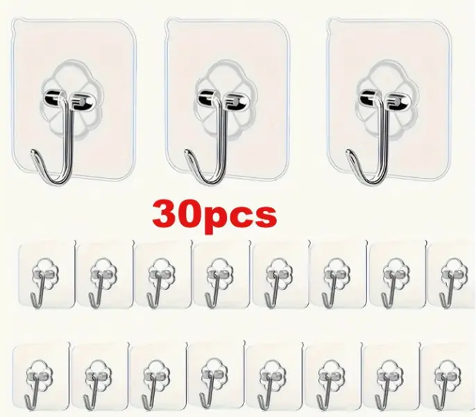Self-Adhesive Hooks, 30 Pieces