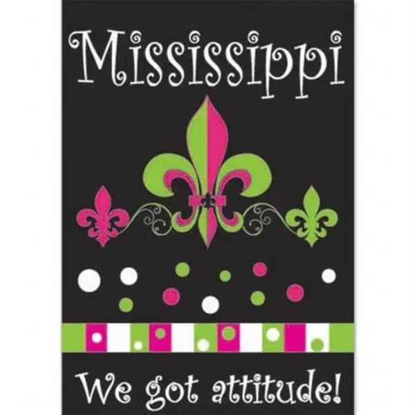 Jozie B 393 Mississippi-We Got Attitude Fleur De Lis Large Flag, Home & Festive Party Banners, Ideal Gift for Decor