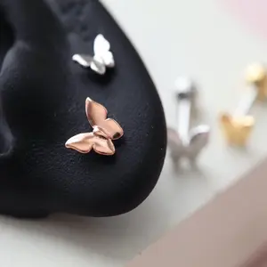 Butterfly Cartilage Earring • 16g 18g 20g Tragus Earring • Dainty Butterfly Barbell • Helix Set Daith Conch Stud • Tiny Butterfly Earring