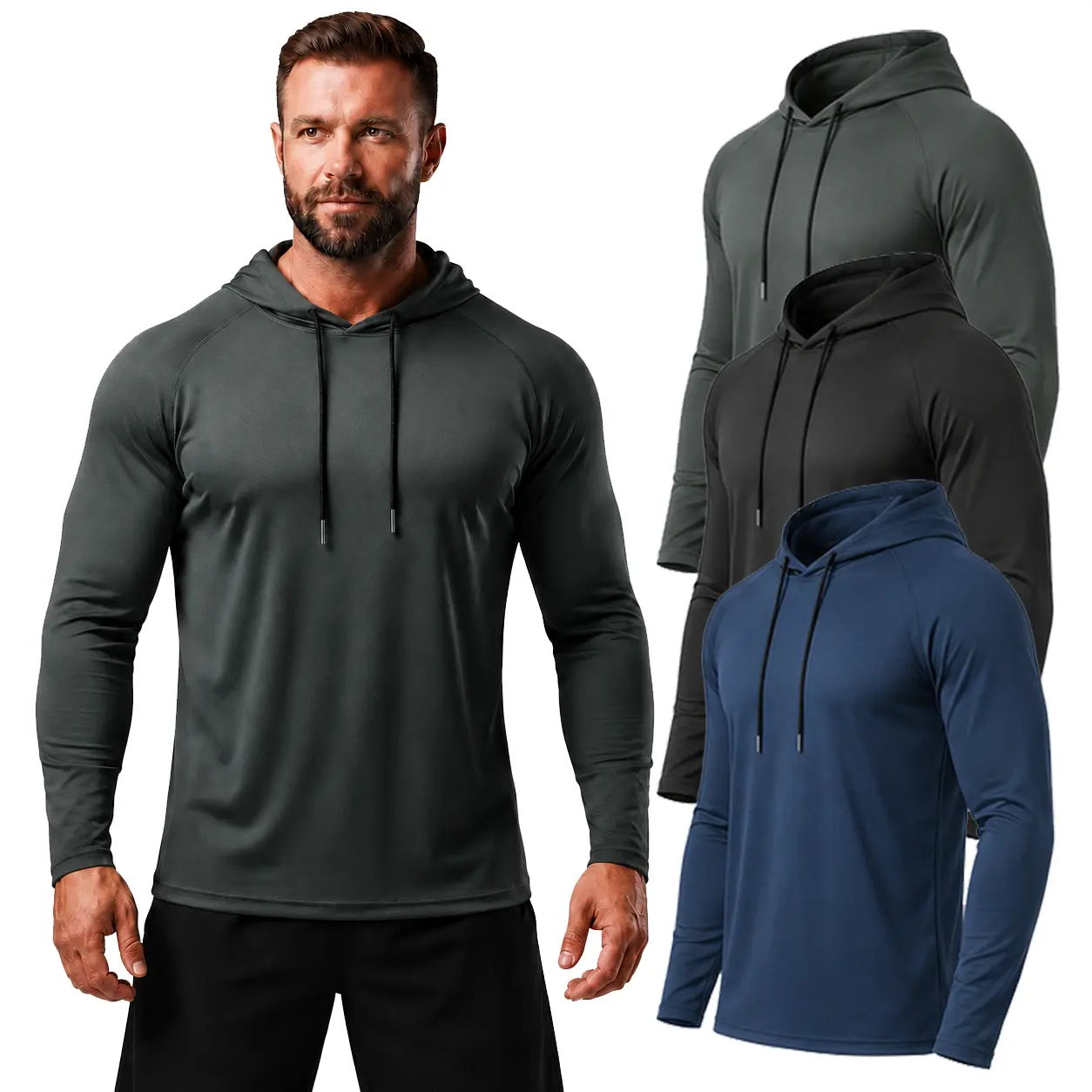 Men's Sun Protection Hoodie Shirt Fishing Shirts for Men UPF Long Sleeve Shirt Lightweight Rash Guard