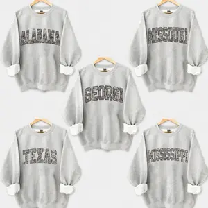 Camo State Name Sweatshirt – Ash Grey, Custom Your College, State College Varsity Name Pullover Varsity Camouflage State Sweatshirt, Game Day Outfit, Menswear & Womenswear