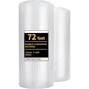Bubble Cushioning Wrap 2 Pack 12 Inch x 72 ft Bubble Wrap for PackingMoving Boxes and Shipping for Your BusinessPerforated Every 12 in.Suitable for Filling Packaging Boxes.