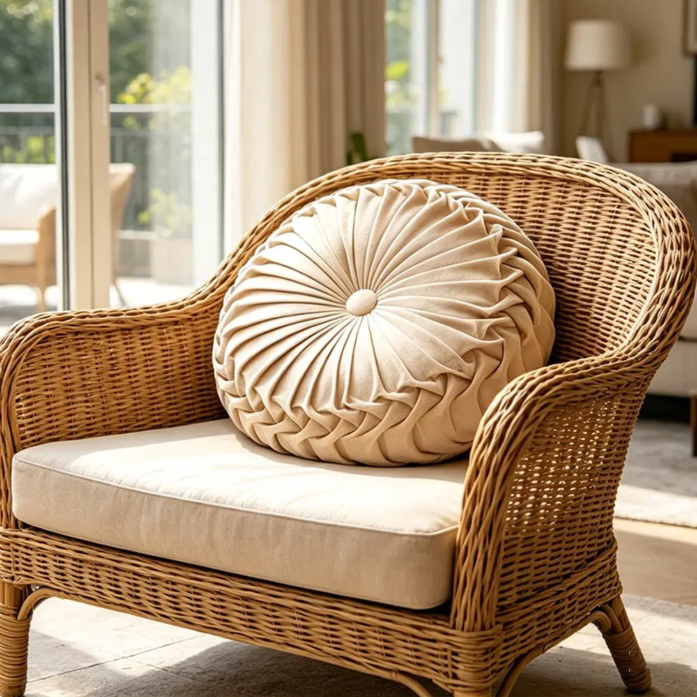 Circular Textured Pillow, High Elasticity Full Support Design, Breathable Skin-Friendly Cushion, Durable Decorative Pillow, Washable, Fits Sofa/bed/balcony