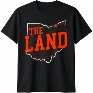 100% Cotton Retro "The Land" Cleveland Ohio Travel Souvenir T-Shirt