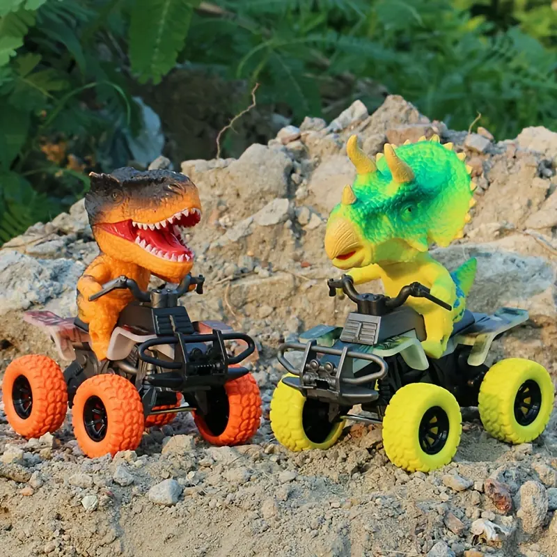 [Colorful T-Rex Toy] 1pc Colorful Dinosaur T-Rex Inertia Toy Car - Durable Plastic, Manual Operation, Ideal for Youngsters, Imaginative Play, Vibrant Toy Car, Colorful Construction, Dinosaur Toys