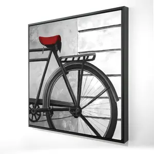 Begin Home Decor 2081-2424-TR59-1 24 x 24 in. Rear Bicycle Still Life Framed Canvas - White Bedroom Decor