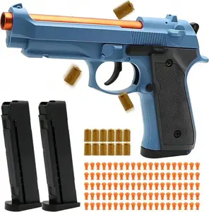 tomatic Toy Gun, Shell Ejecting Toy Gun, Featuring An tomatic Pull-Back Action, Shooting Toy, Packe Includes 2 Mazines (For Quick Reloads), 12 Shell Casings, 120 Bullet, Education Model Toy For  Gifts