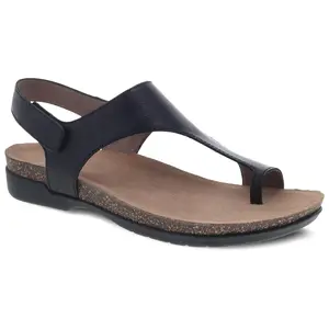 Dansko Black Waxy Burnished Leather Slingback Sandal- Reece