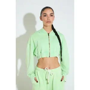 Juicy Crop Zip Hoodie / Neon Lime